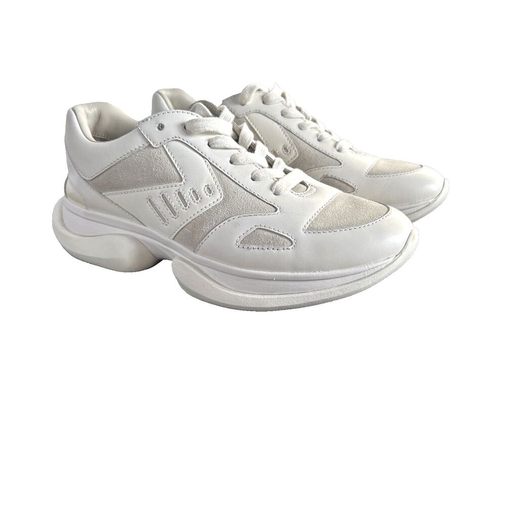 Tory Burch  Tory Sport White Leather & Suede Women's Sneakers Lace Up Size 7M